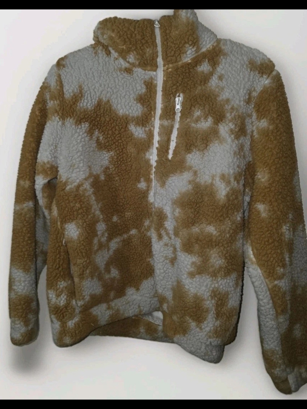 Betsey Johnson Performance Brown and Gray Sherpa Zip-Up Pullover Size XS
